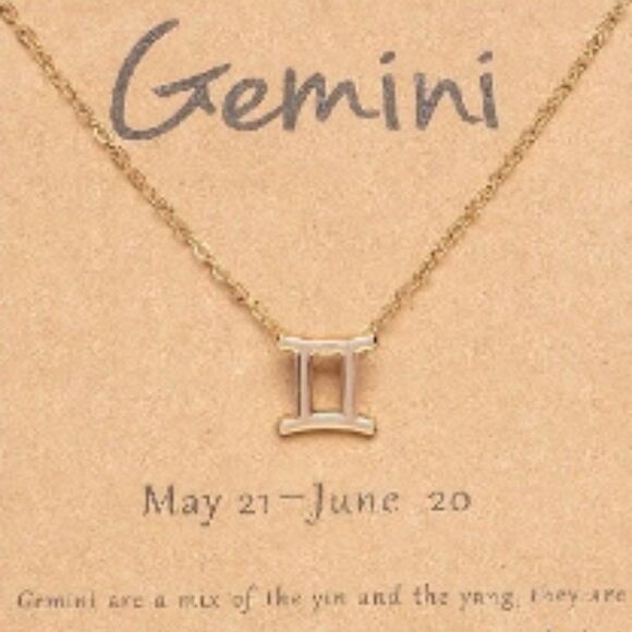 NWT, Gold Gemini Zodiac Sign Gold Charm Necklace - Picture 1 of 1